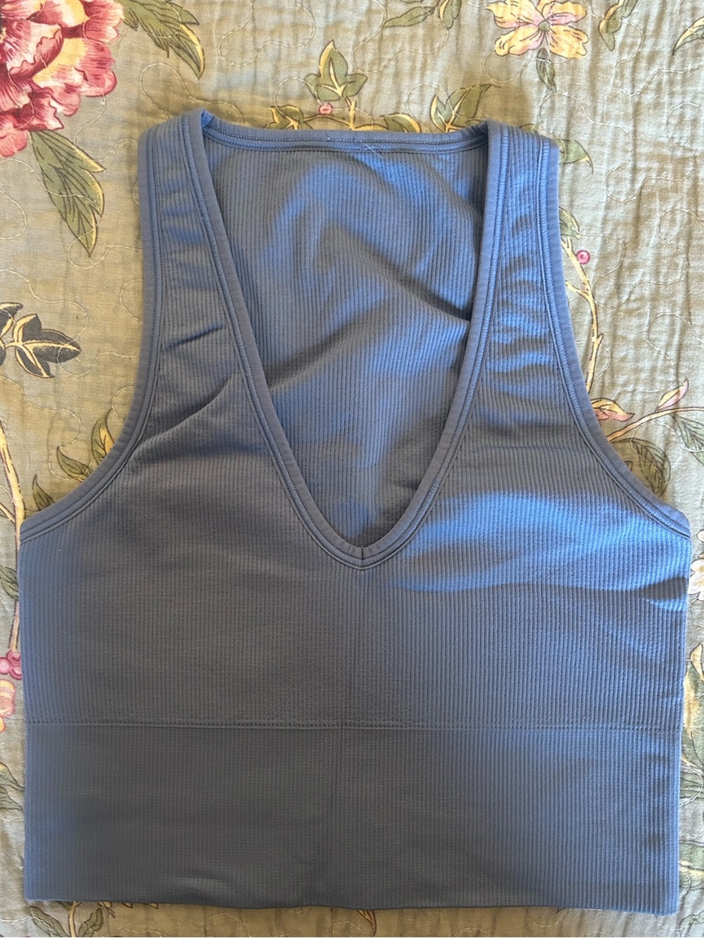 Athleta Aurora Seamless Crop Rib Tank - Cottage Blue - XS